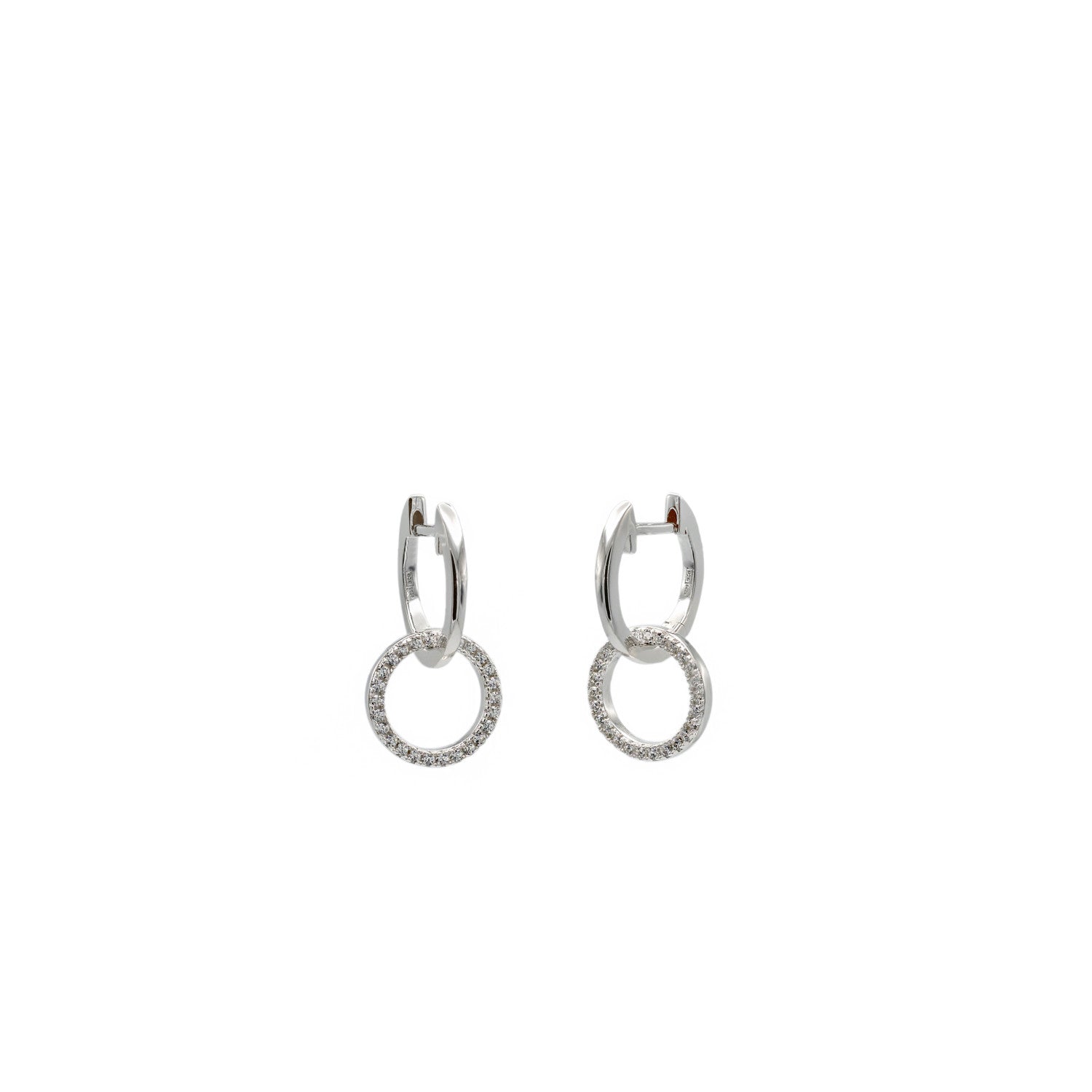 Boucles d'oreilles avec pendentifs argent double zirconcréole