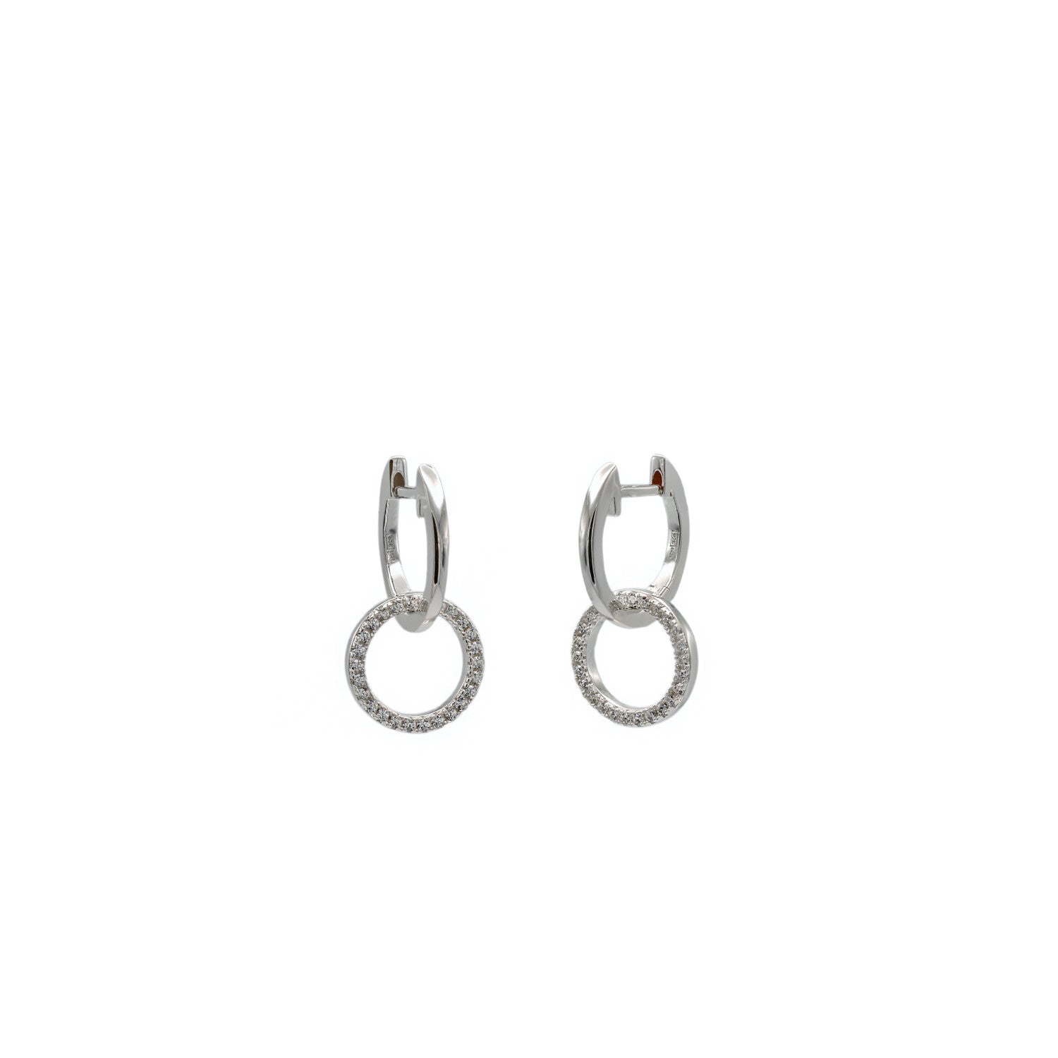 Boucles d'oreilles avec pendentifs argent double zirconcréole