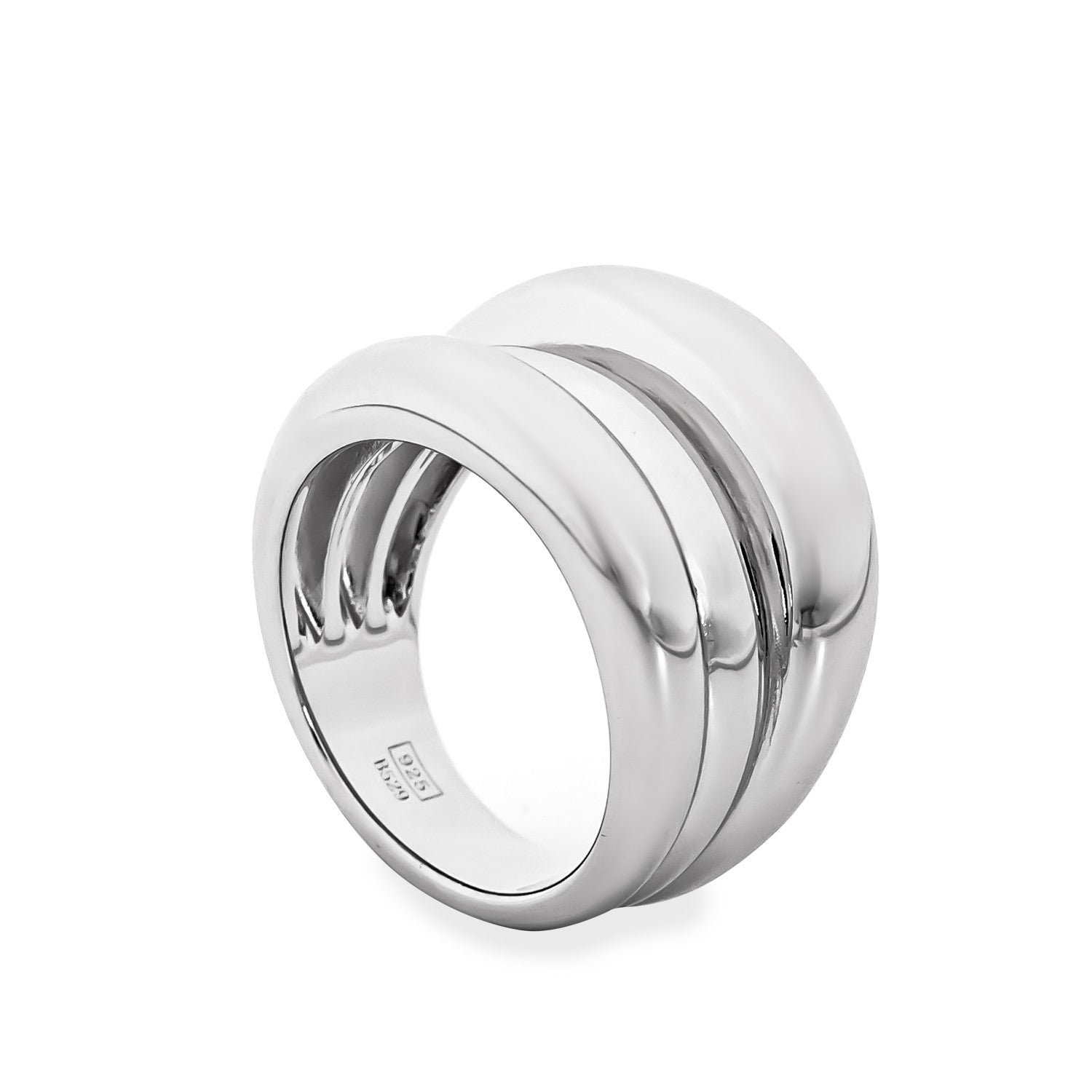 Anillos anchos de plata diseño triple raíl
