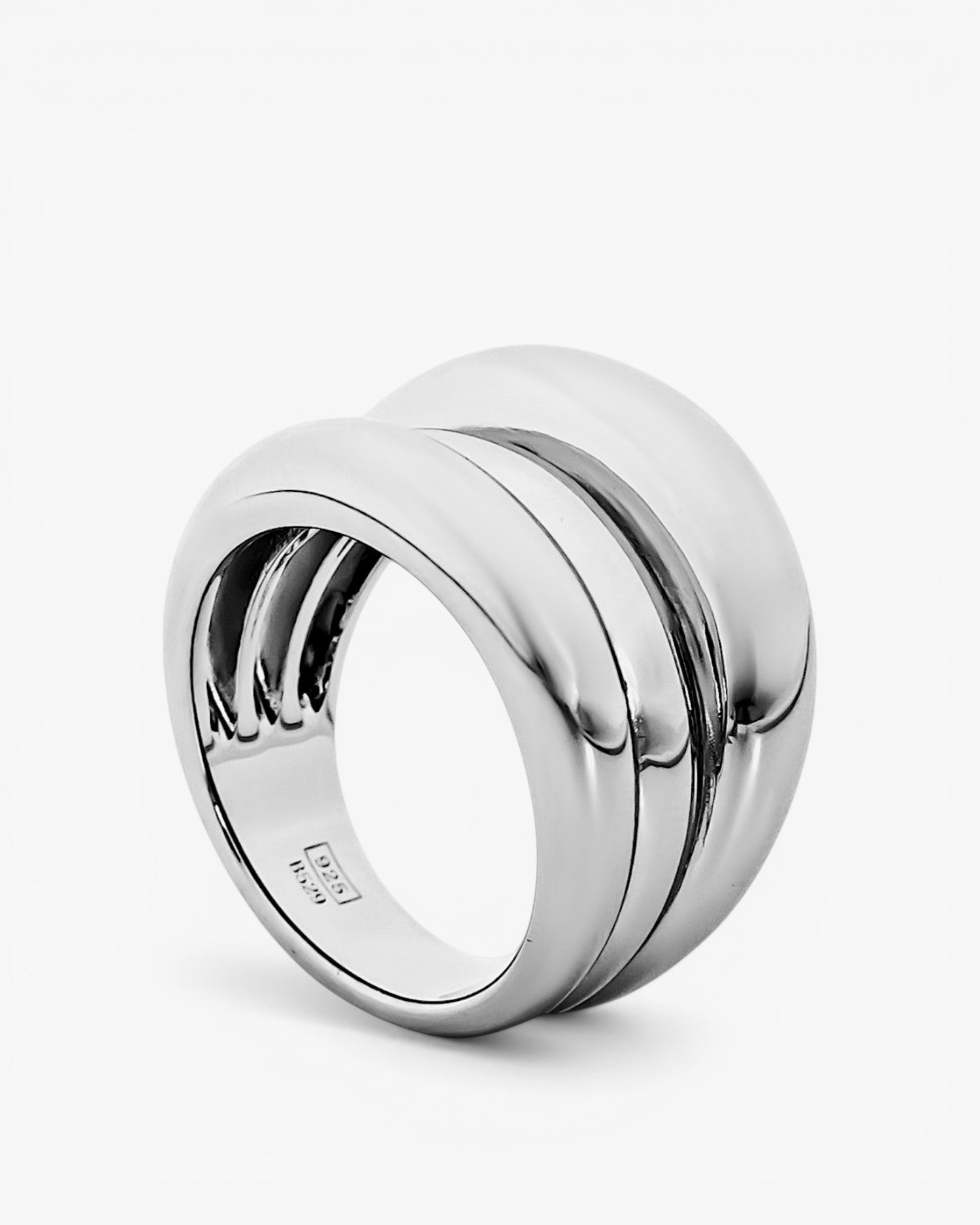 Anillos anchos de plata diseño triple raíl