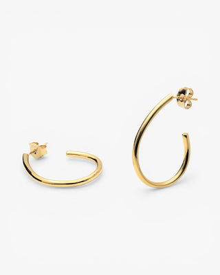 Pear-shaped semi-open hoop earrings in gold-plated silver