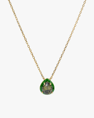 Collares con piedras diseño de gota con esmalte verde