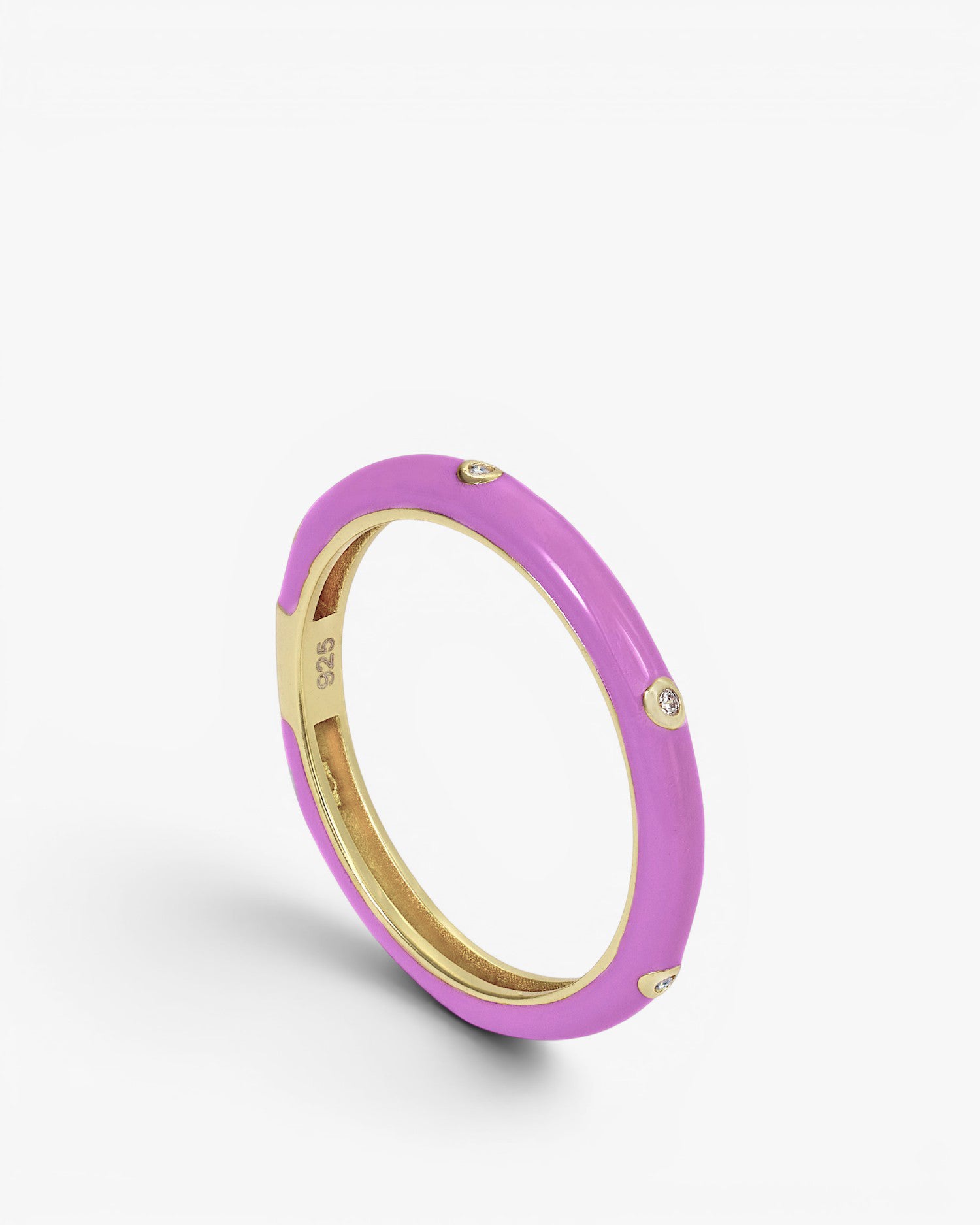 Bague triple en émail et zircon cubique violet