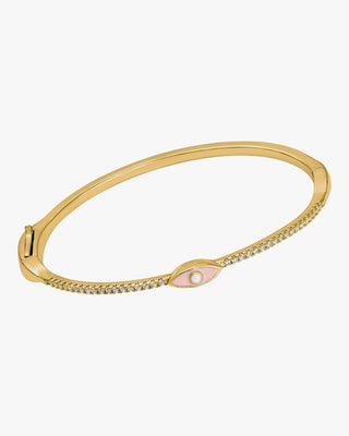 Pulsera esclava en plata diseño ojo rosa claro