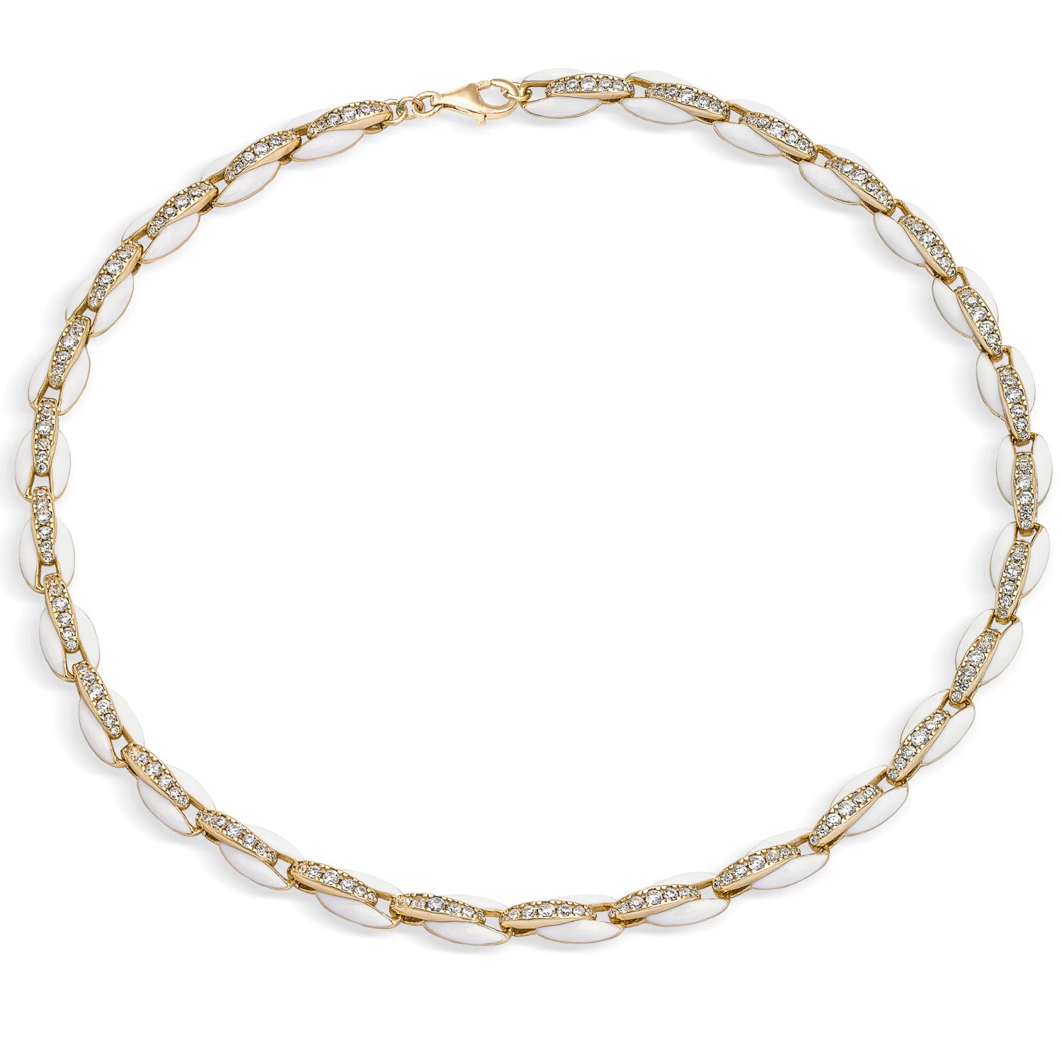 Collier en émail argenté orné d'un motif de coquillage blanc