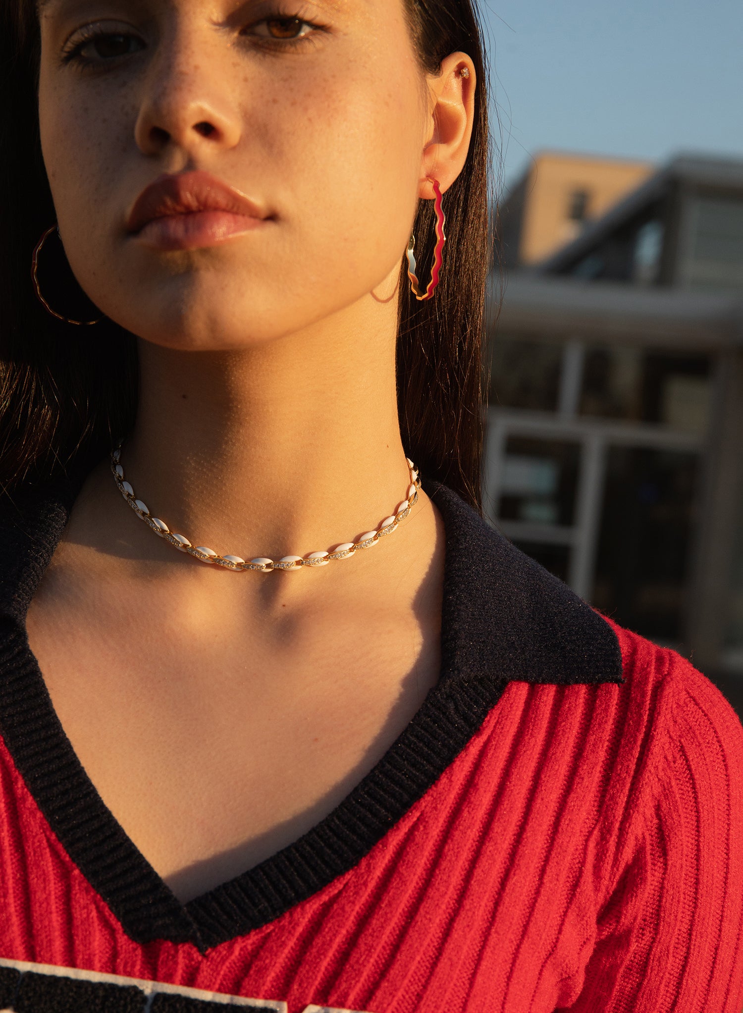 Collar esmalte en plata diseño concha blanco