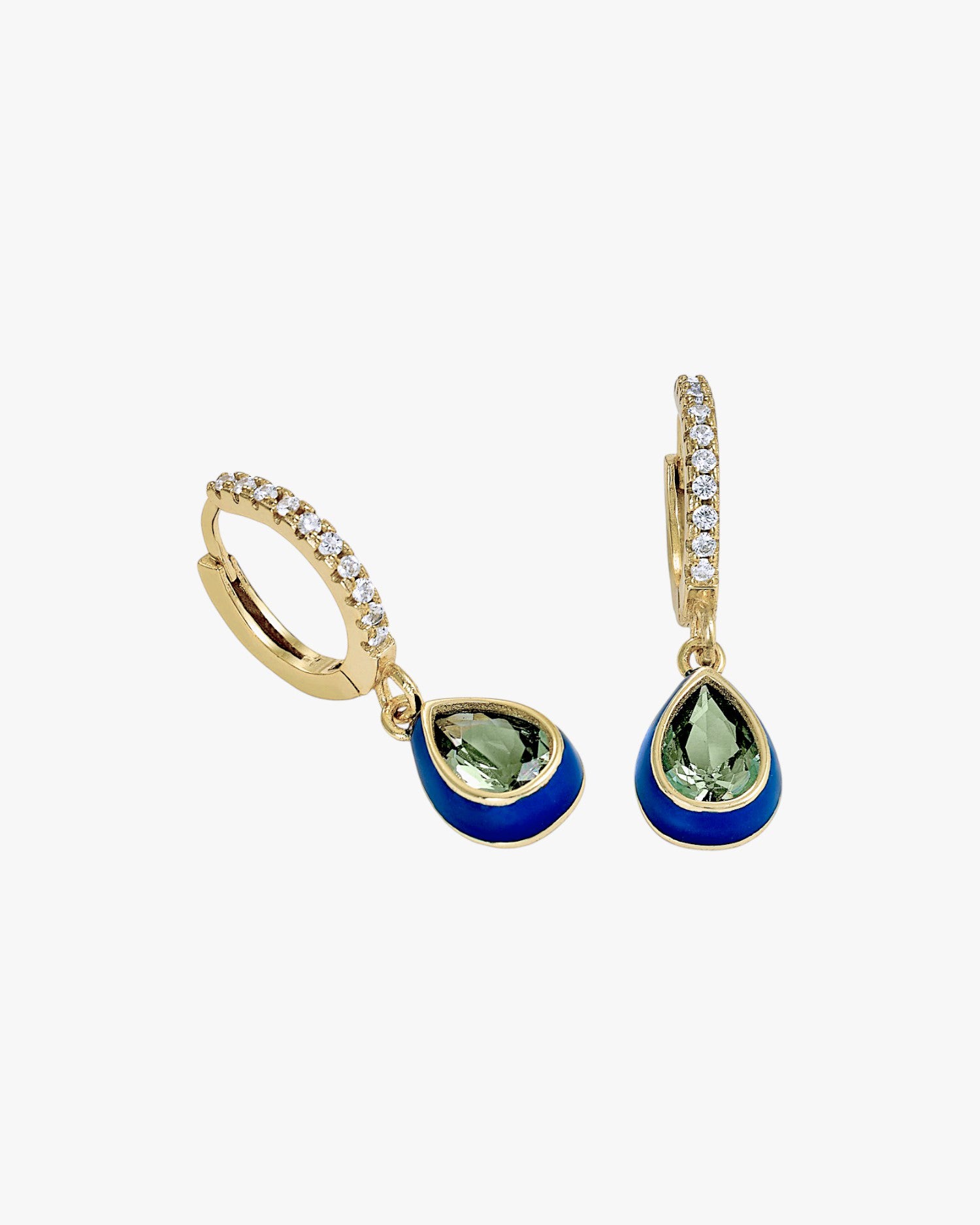 Pendientes con colgantes diseño gota con esmalte azul