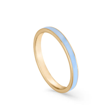 Anillos finos de plata diseño esmalte azul cielo