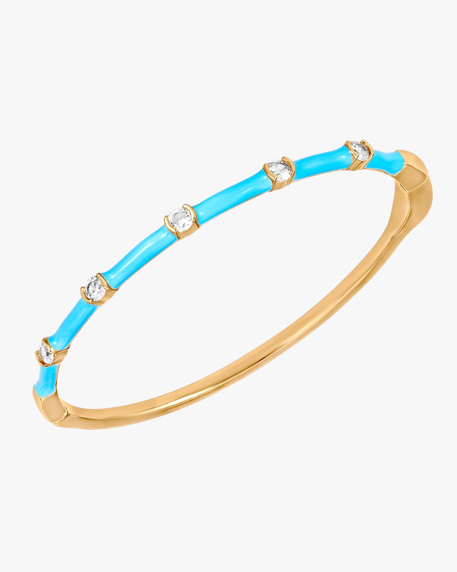 Pulsera esclava de plata con detalle intercalado de esmalte azul y circonita