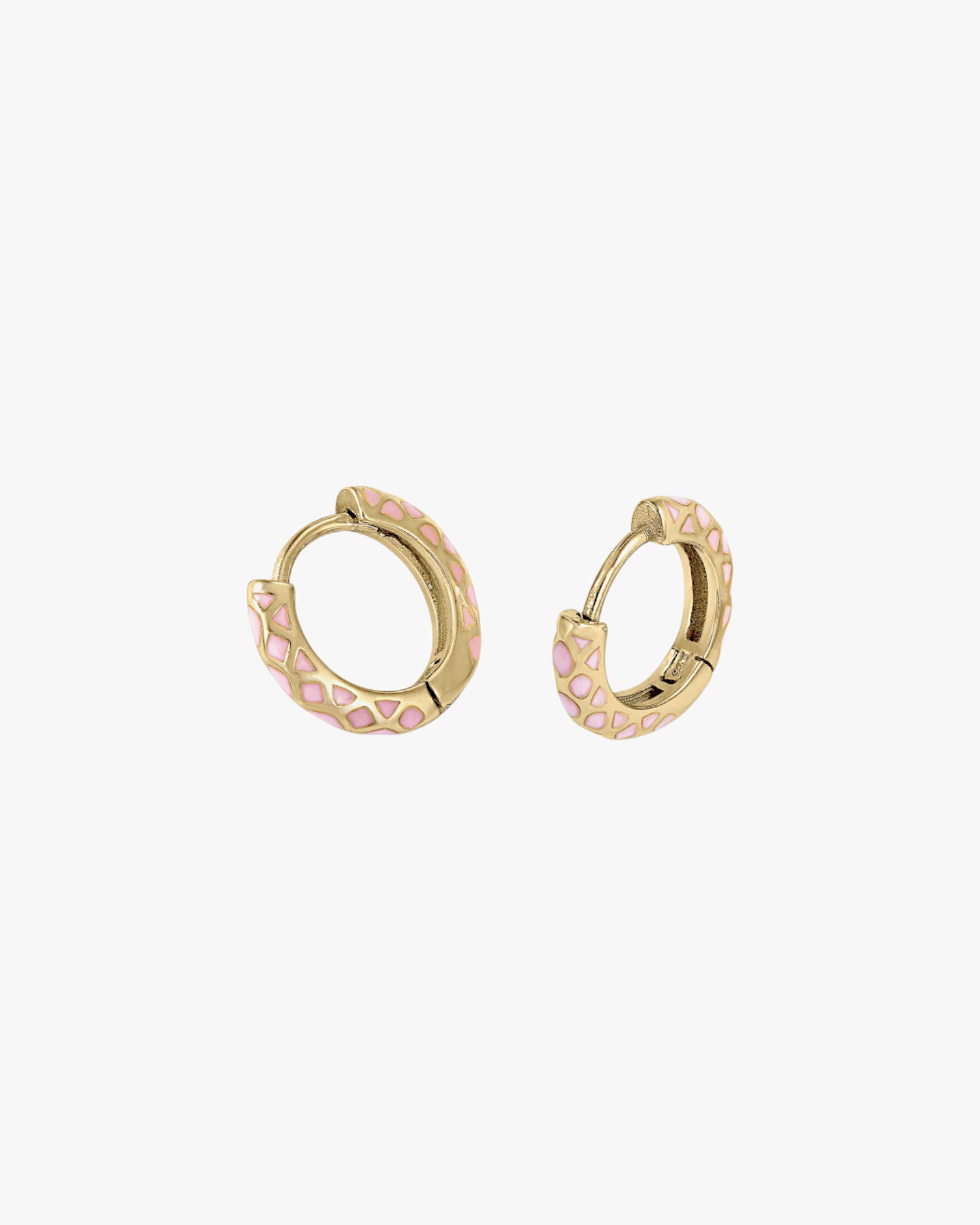 Pendientes aros pequeños estampado geométrico tono rosa