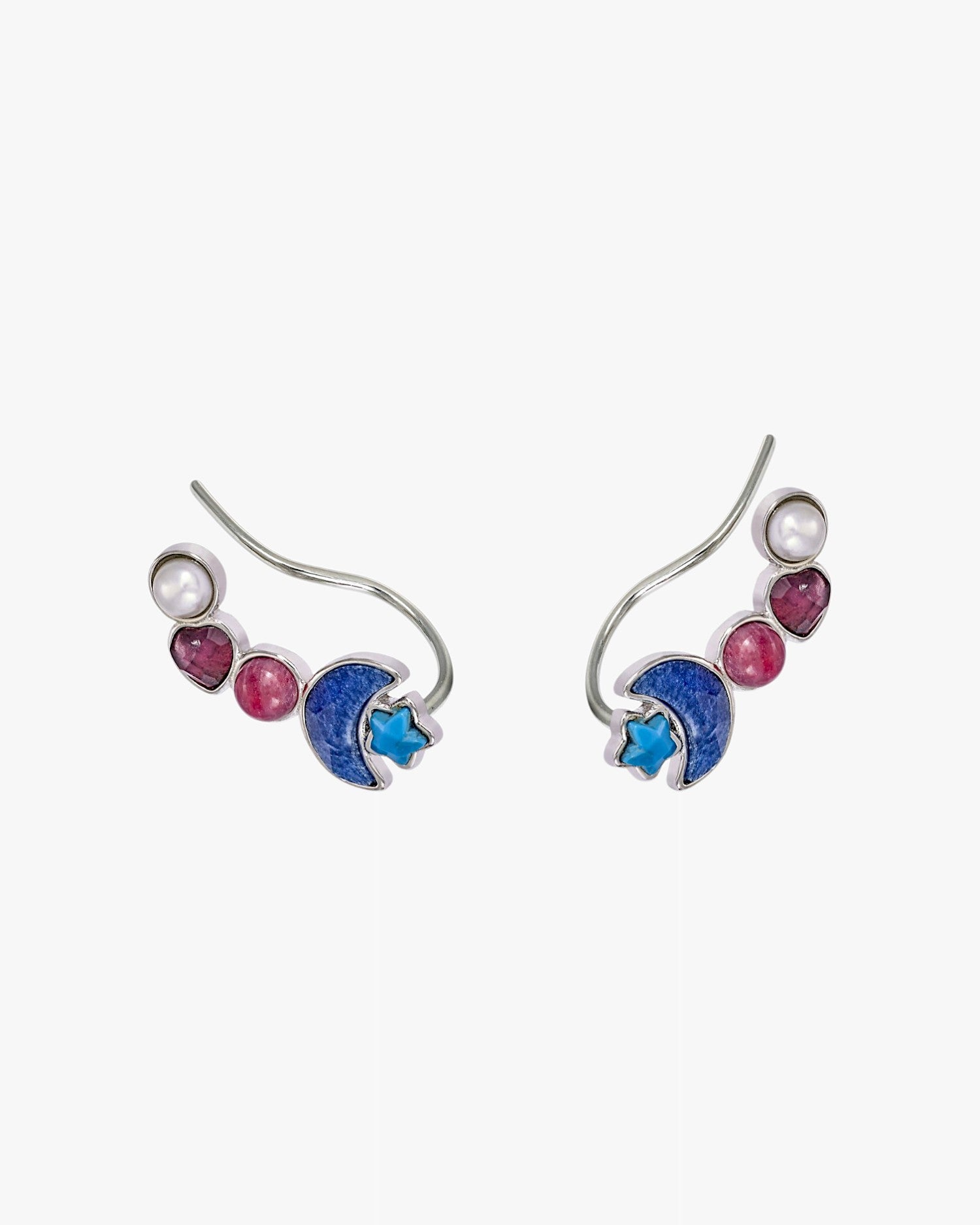 Pendientes trepadores en plata motivos variados