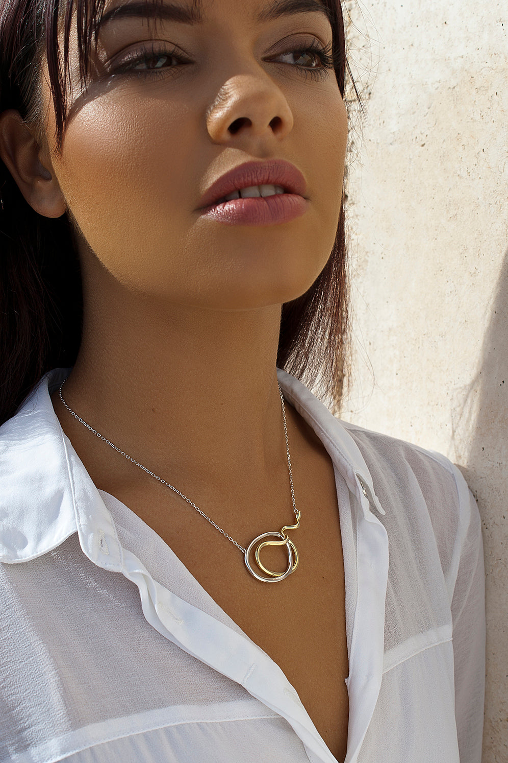 Collares plata originales diseño irregular bicolor