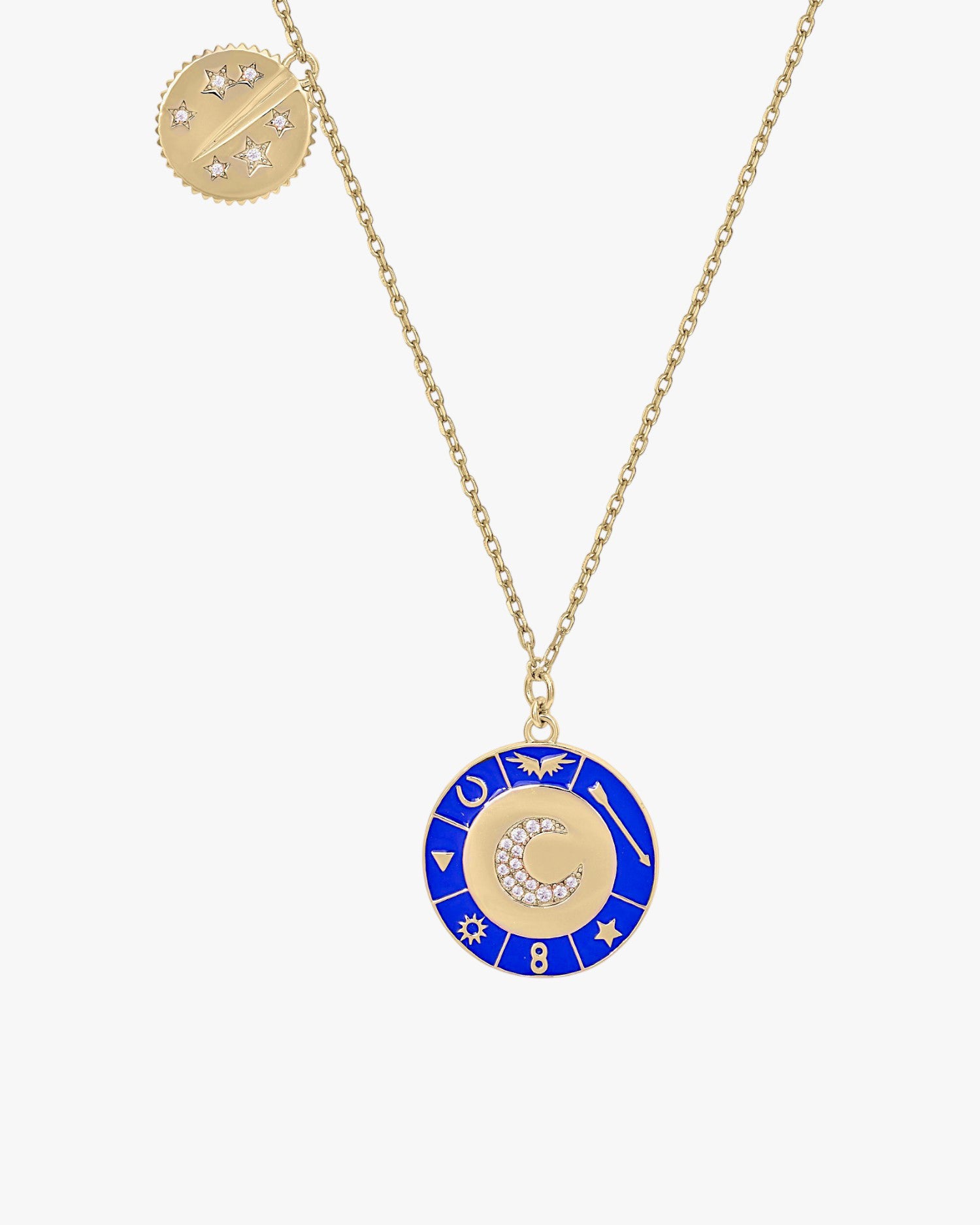 Silver necklace with gold plated medallion design and enamel