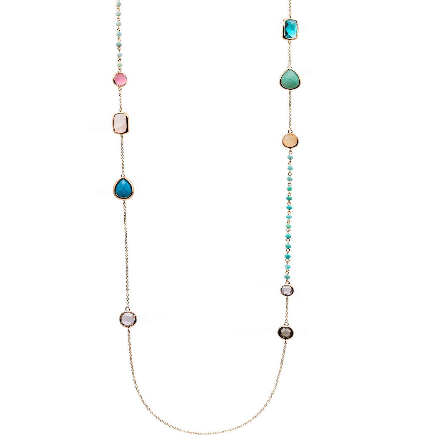 Collares largos con piedras de diseño geométrico