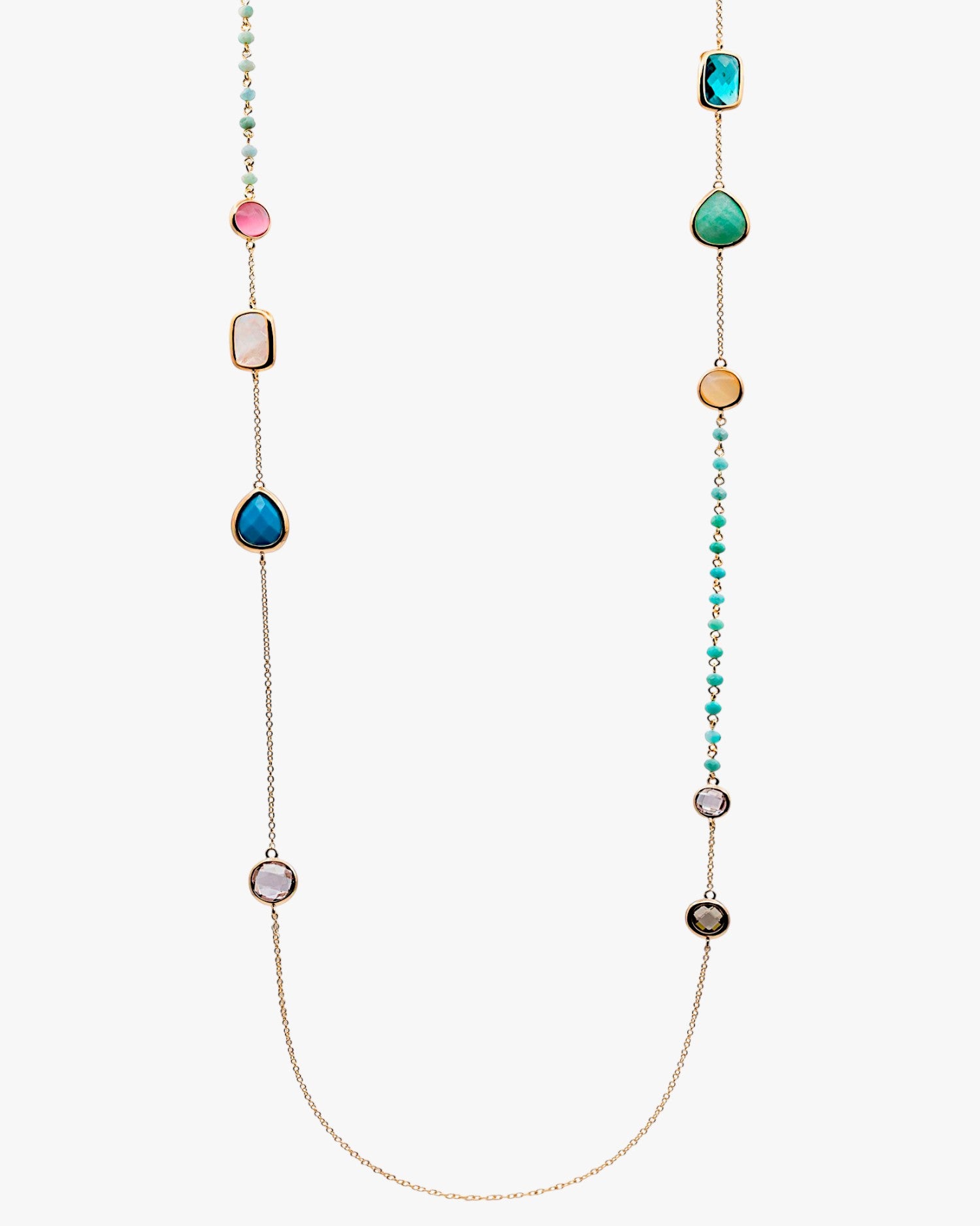 Collares largos con piedras de diseño geométrico