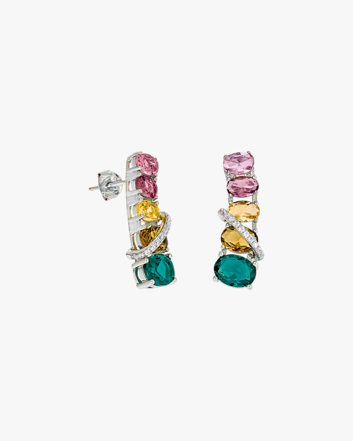 Pendientes de piedras de colores diseño vertical