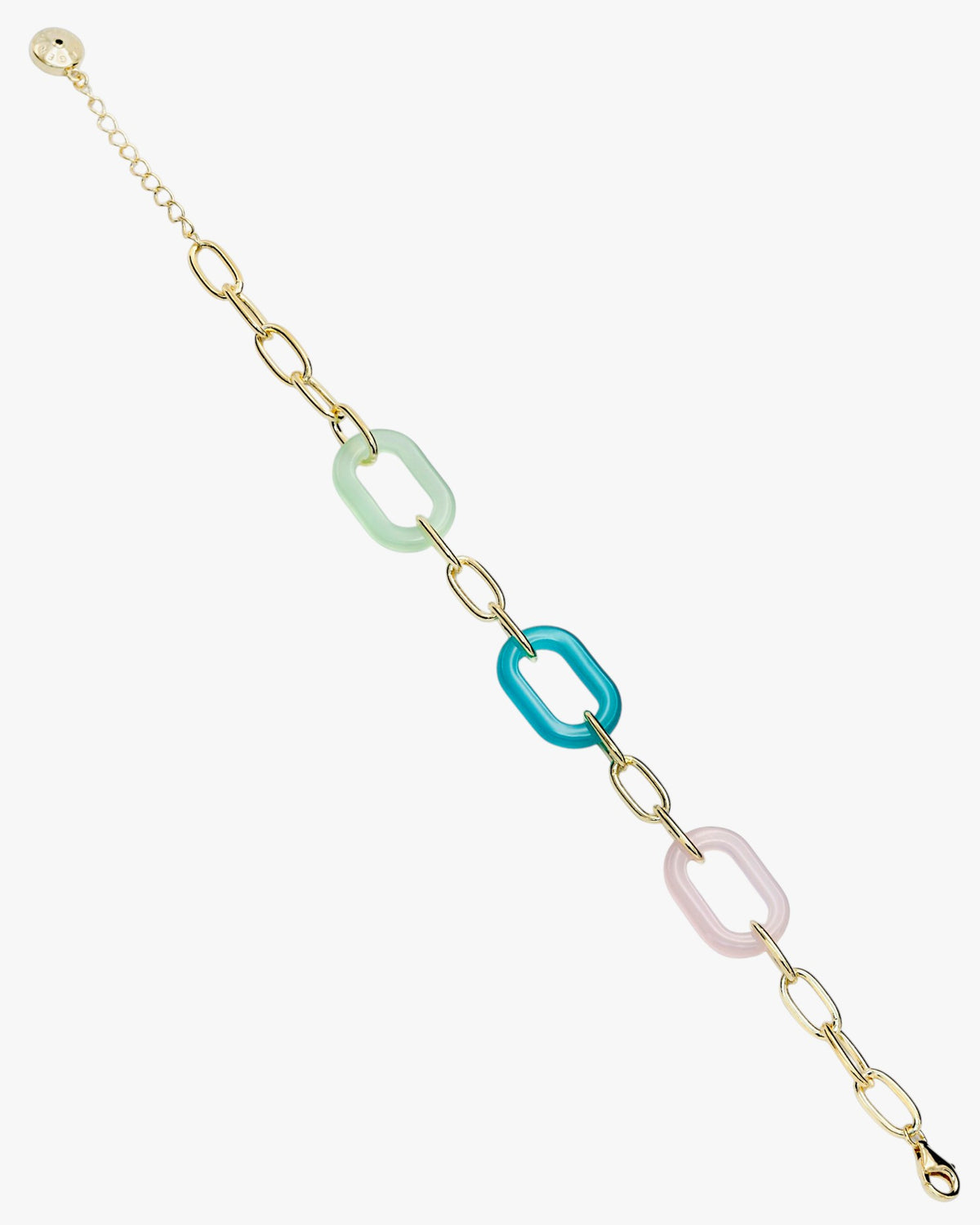 Gold-plated silver link bracelet combined with resin