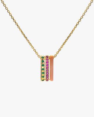 Pendentifs en argent, motif à triple canal orange