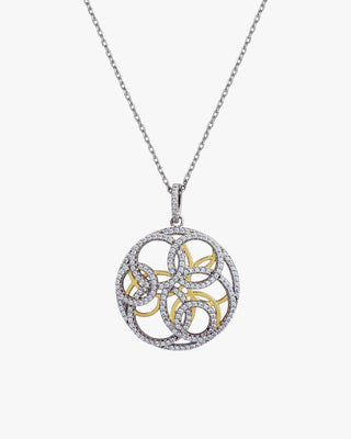 Pendentifs bicolores au motif entrelacé et ornés de zirconiums cubiques