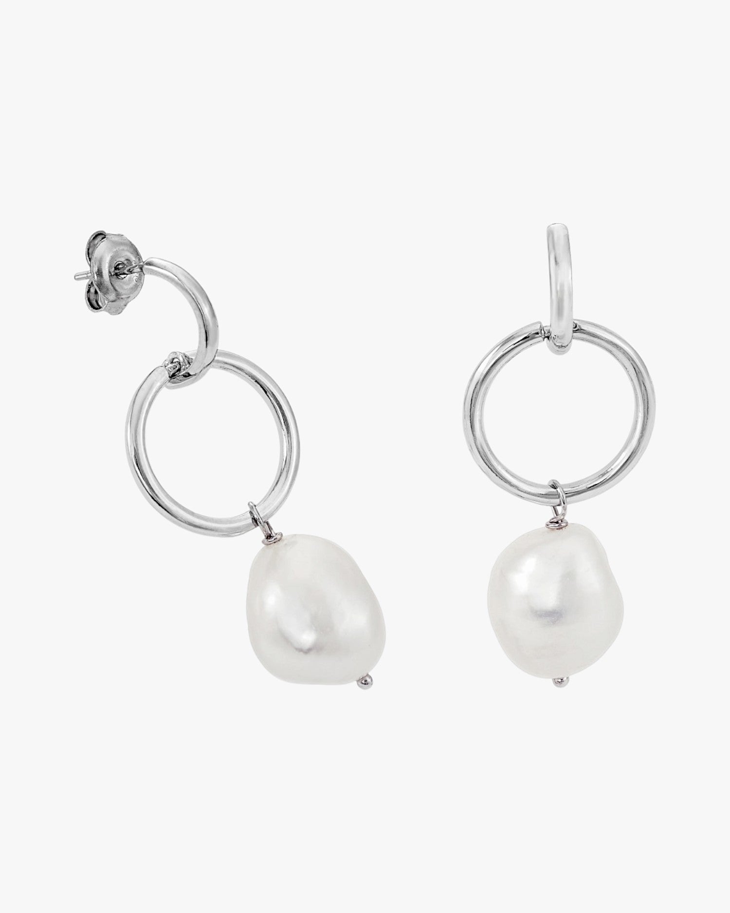 Pendientes perla colgante diseño de doble aro