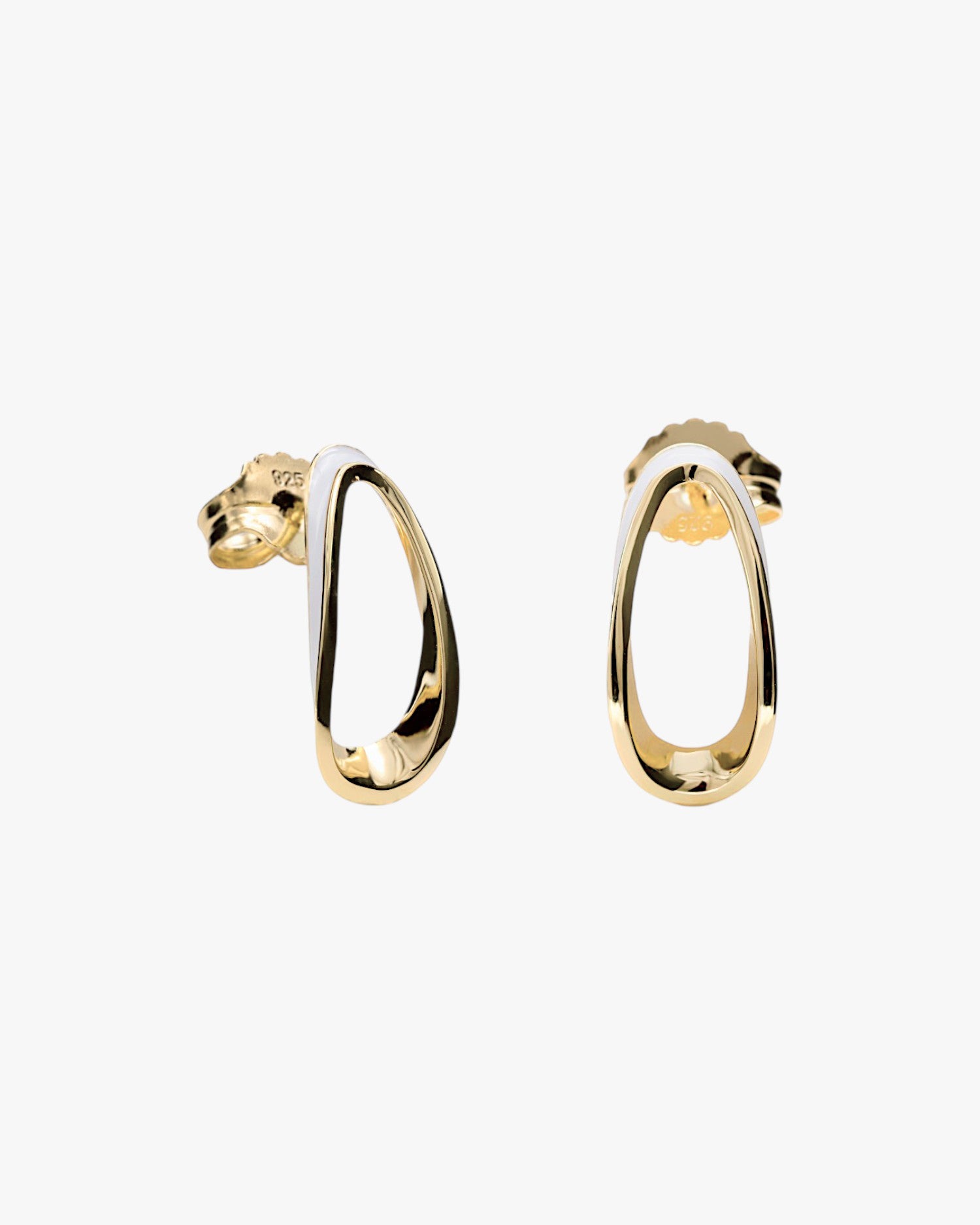 Pendientes originales de plata diseño irregular con esmalte blanco