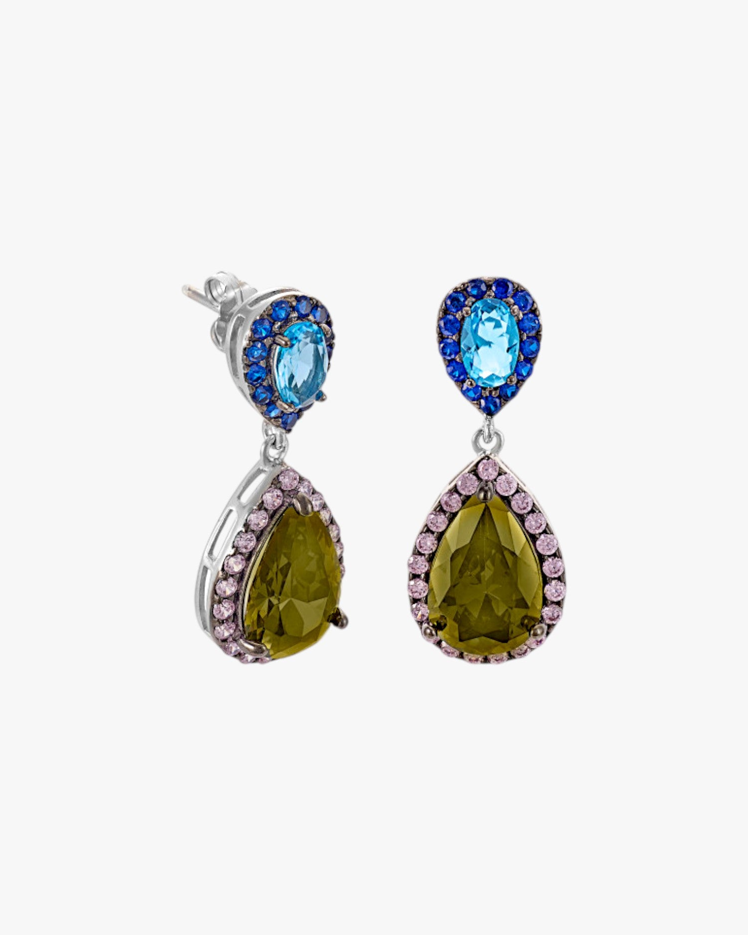 Boucles d'oreilles en forme de larme avec pierres colorées