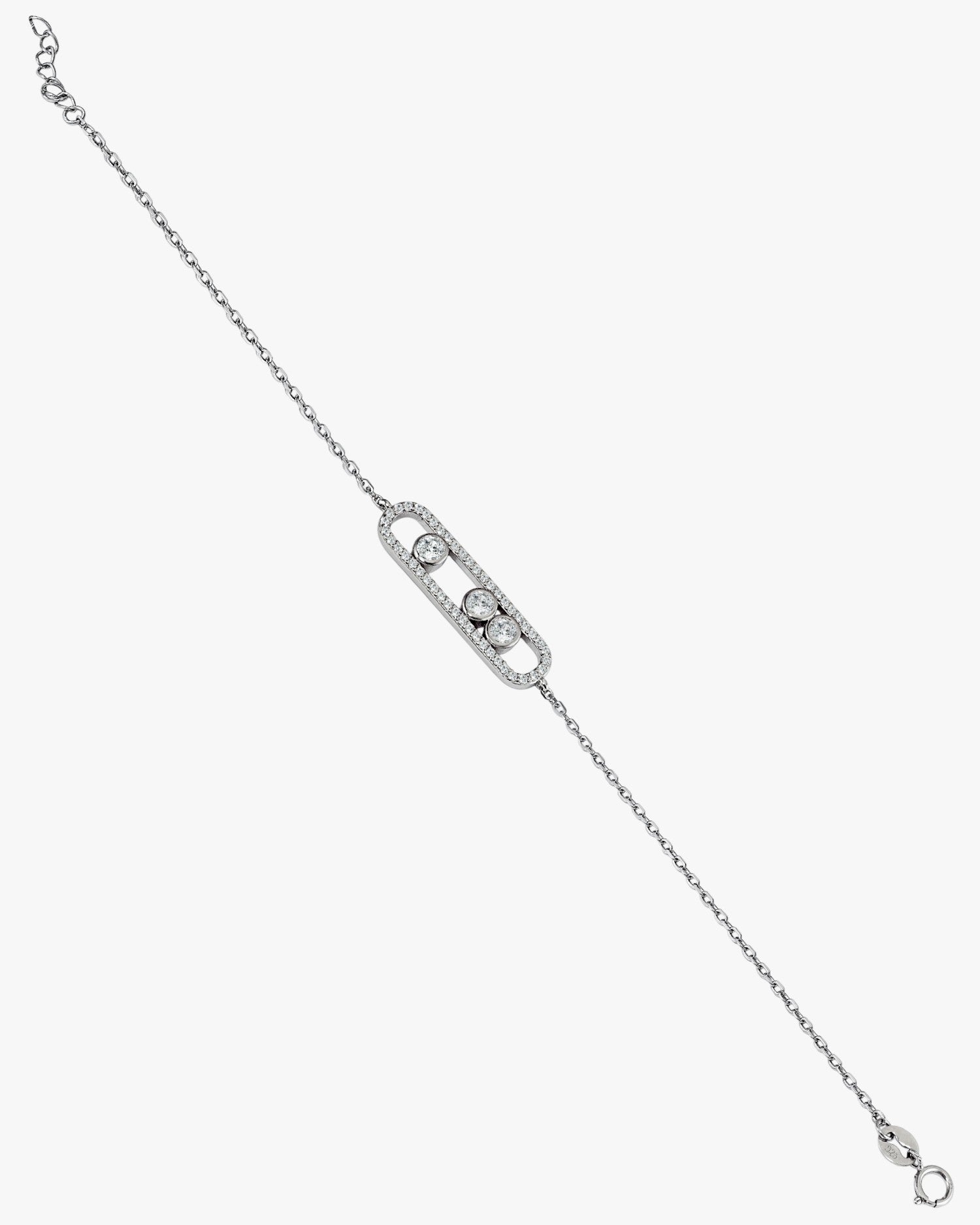 Bracelets en argent fin ornés de trois zircons cubiques