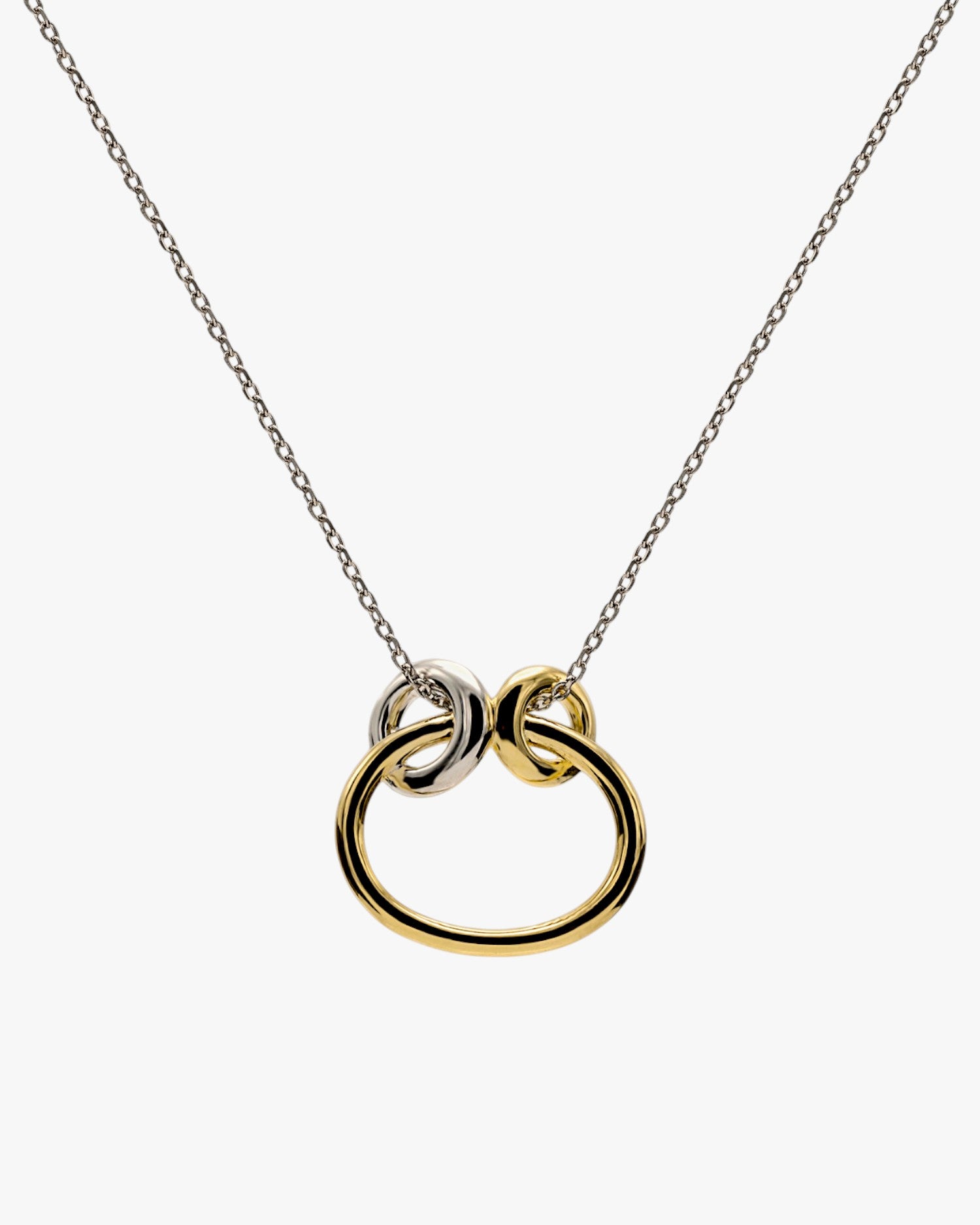 Colliers avec pendentifs en forme de créole plaqués or, composés de deux petits anneaux en haut