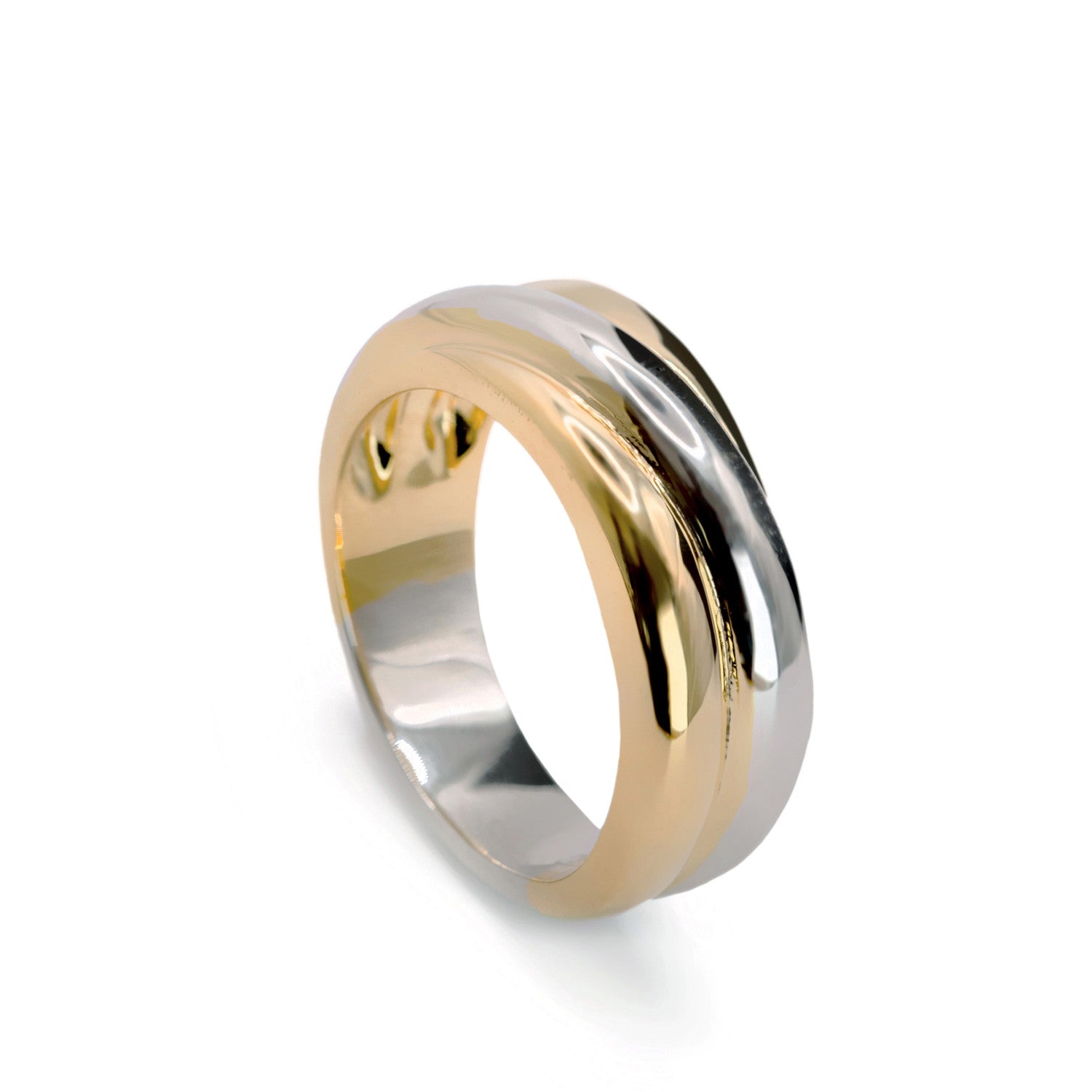 Anneaux larges design triple rail bicolore