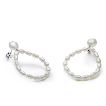 Pendientes perlas estilo aro en forma de pera