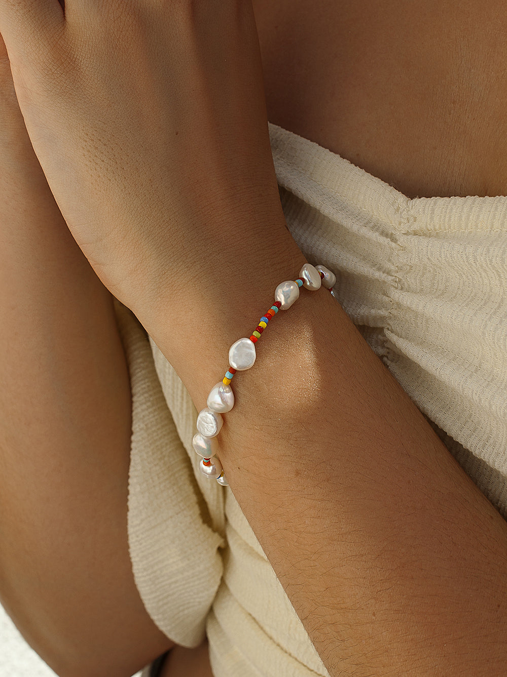 Pulseras de plata diseño multicolor con perla