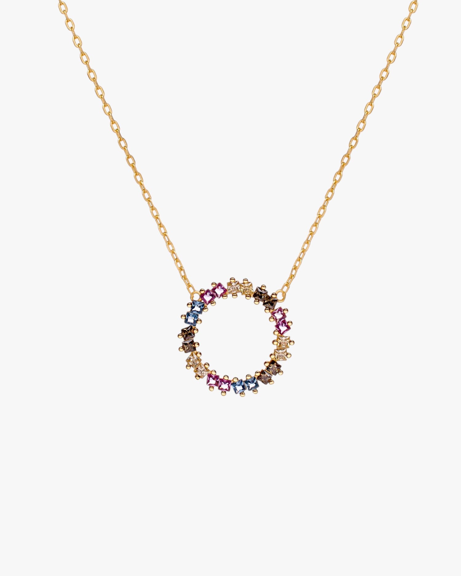 Collares con piedras de colores talla princesa diseño circular