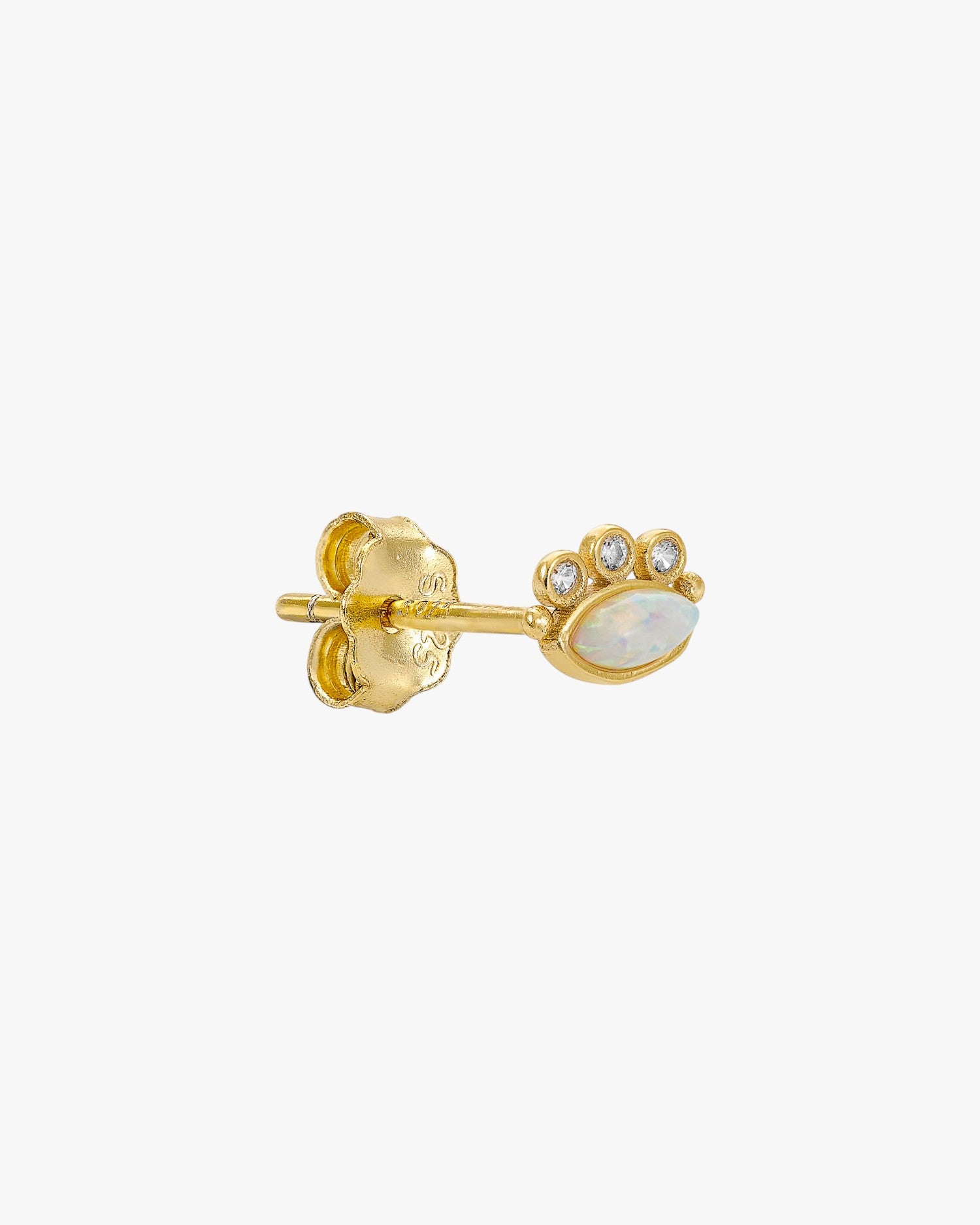 Piercing en argent plaqué or avec opale ovale et zircon cubique