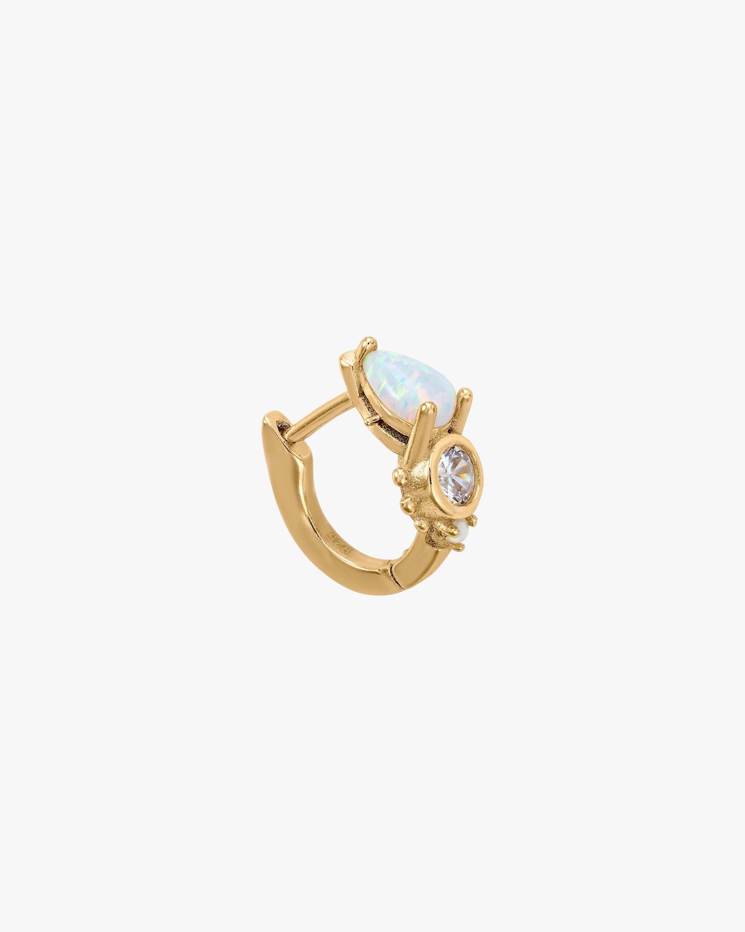Piercing en argent orné d'un motif en forme de larme en nacre et zircone cubique