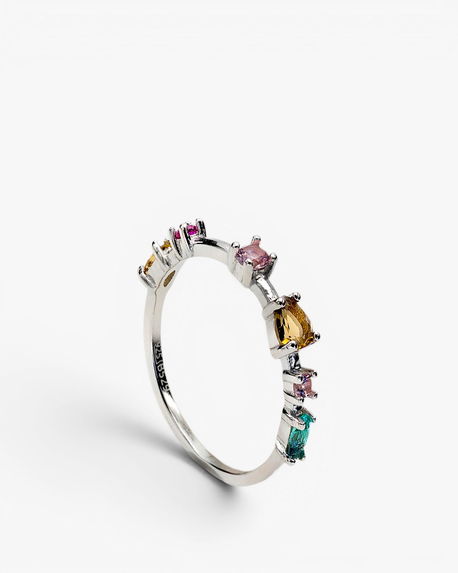 Anillos finos diseño de cuarzos adamantinos multi color