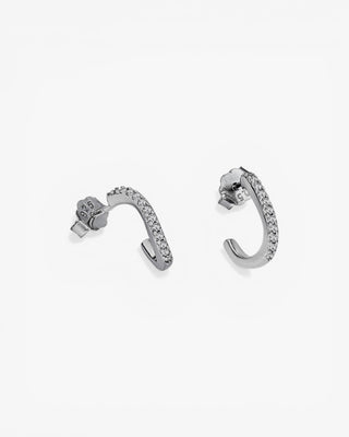 Pendientes aros muy pequeños diseño curvilíneo con circonitas