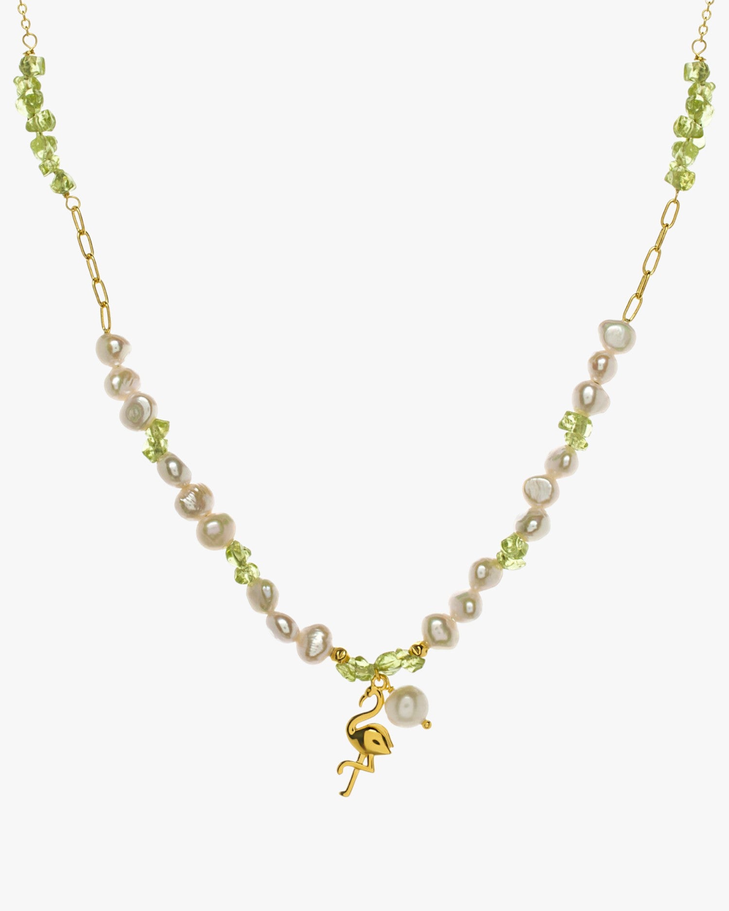 Colgante perlas con piedras y charm de flamenco