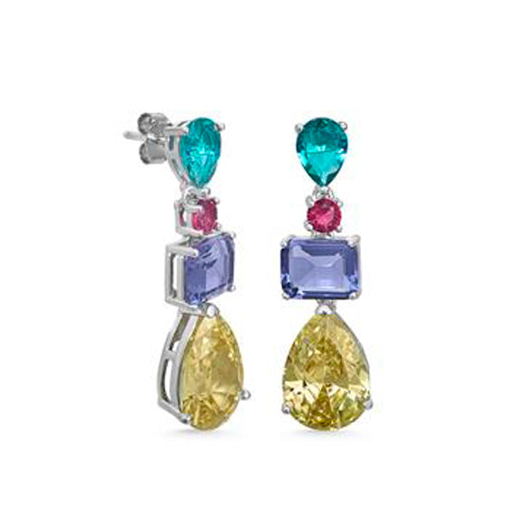 Colorful stone pendant earrings in different sizes