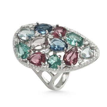 Anillos con piedras diseño mosaico en tonos verdes