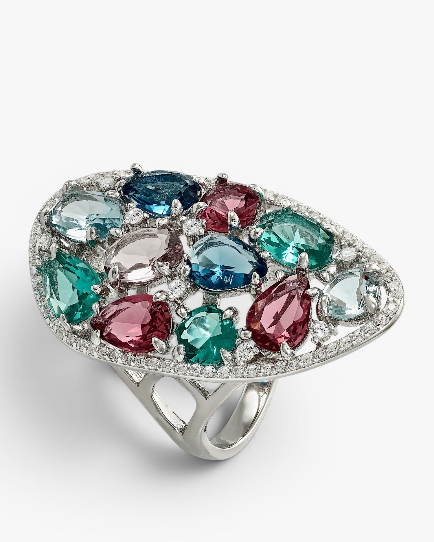 Anillos con piedras diseño mosaico en tonos verdes