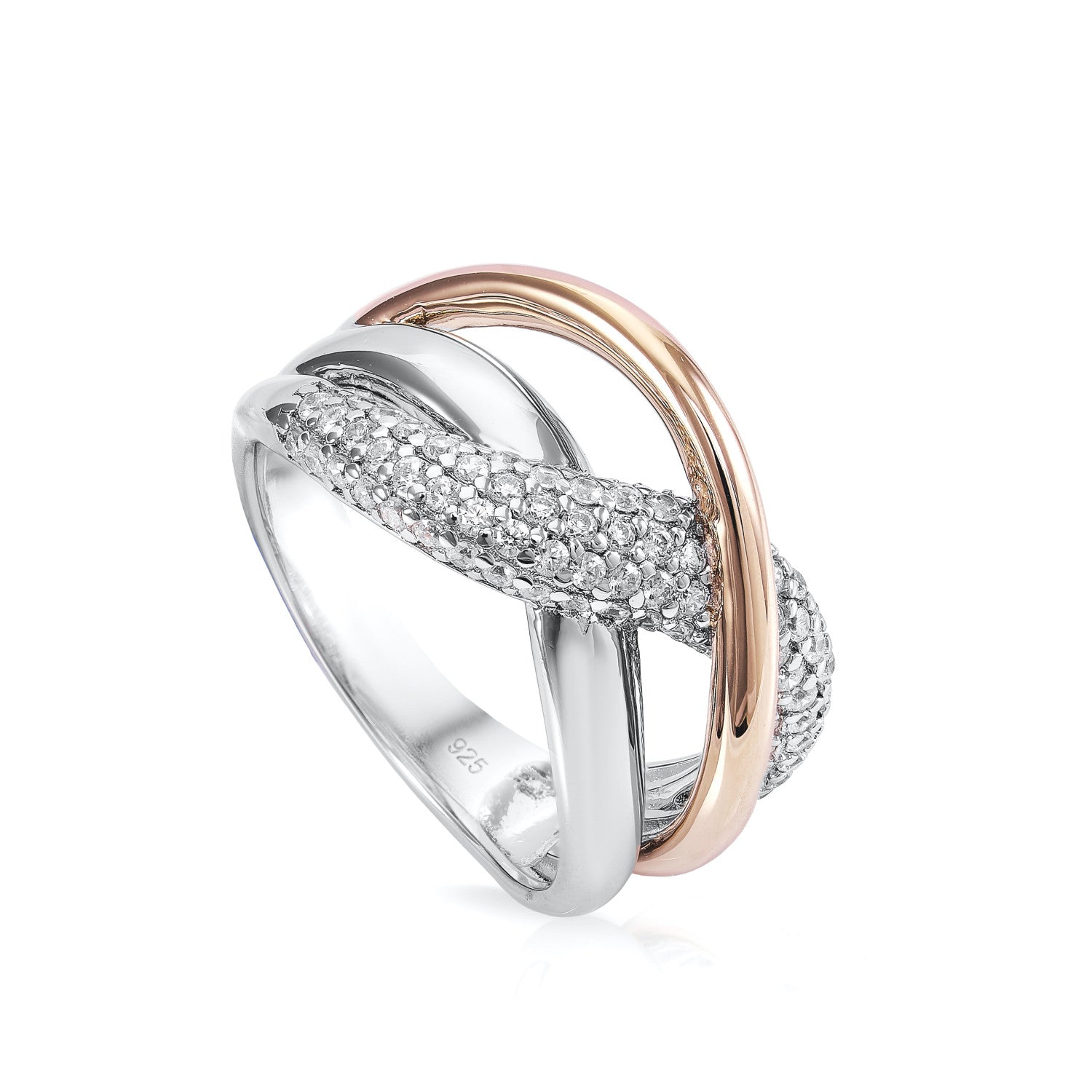 Rings two tone combined with zirconias and gold Pink