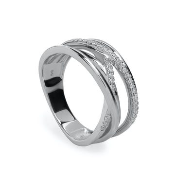 Anillos anchos diseño de varios raíles con circonitas