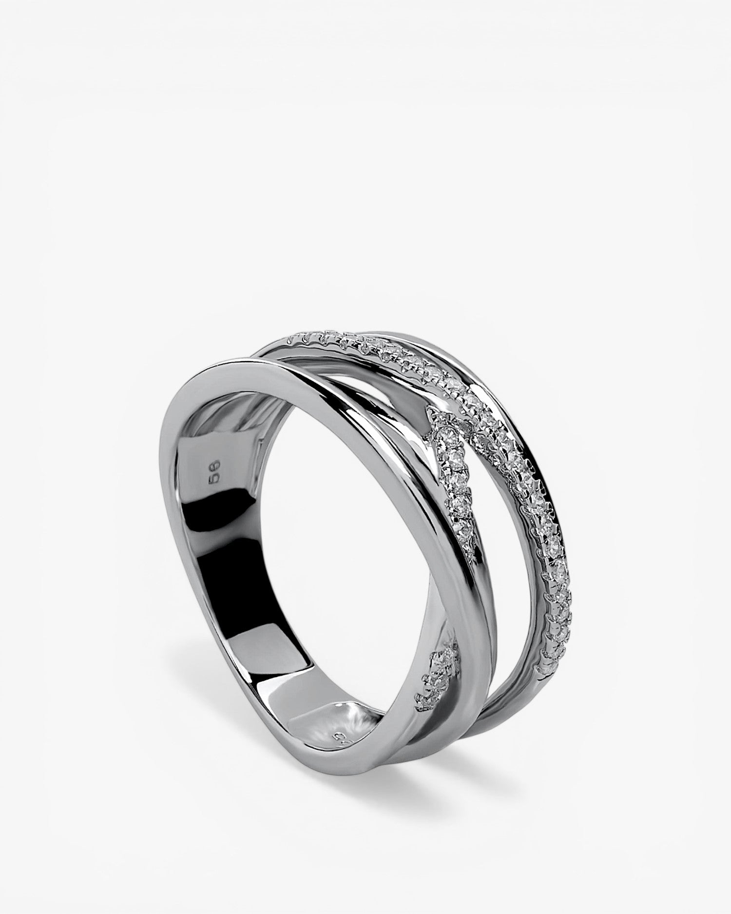 Anillos anchos diseño de varios raíles con circonitas