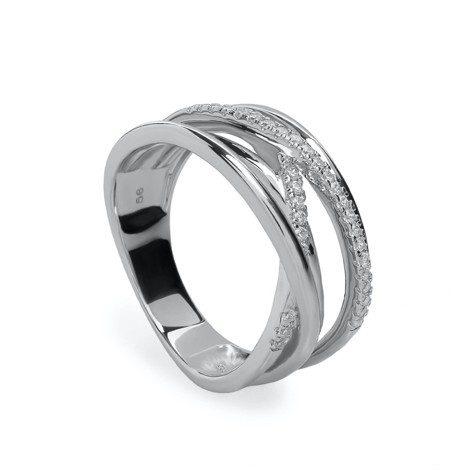 bagues larges design de plusieurs rails avec zircons