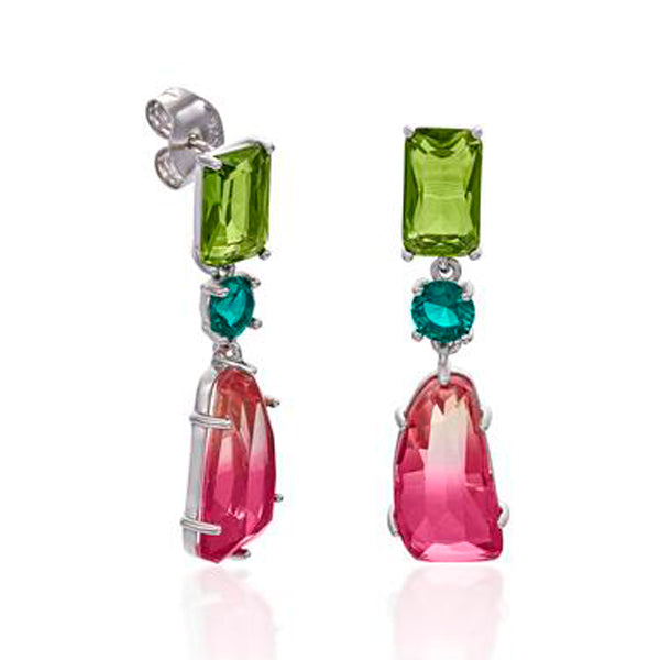 Colorful stone earrings, pendant design with movement