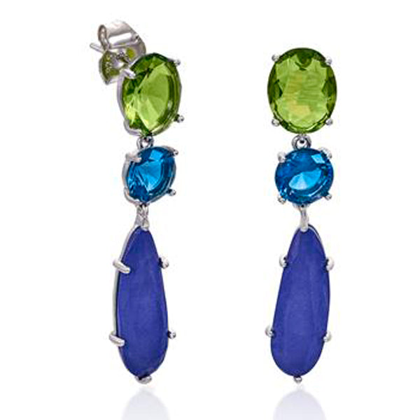 Pendientes de piedras de colores diseño final con piedra mate