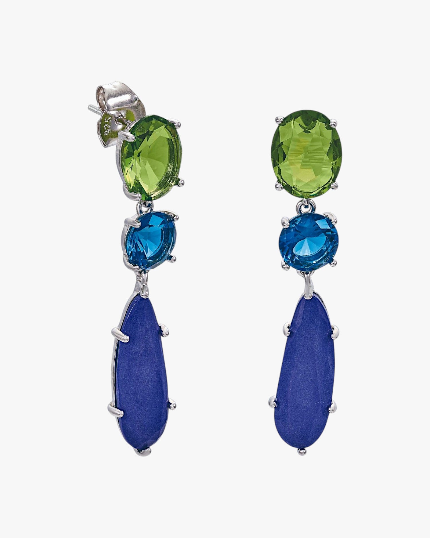 Earrings of colored stones, final design with matte stone