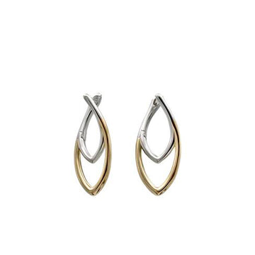 Pendientes bicolor estilo flecha diseño ovalado