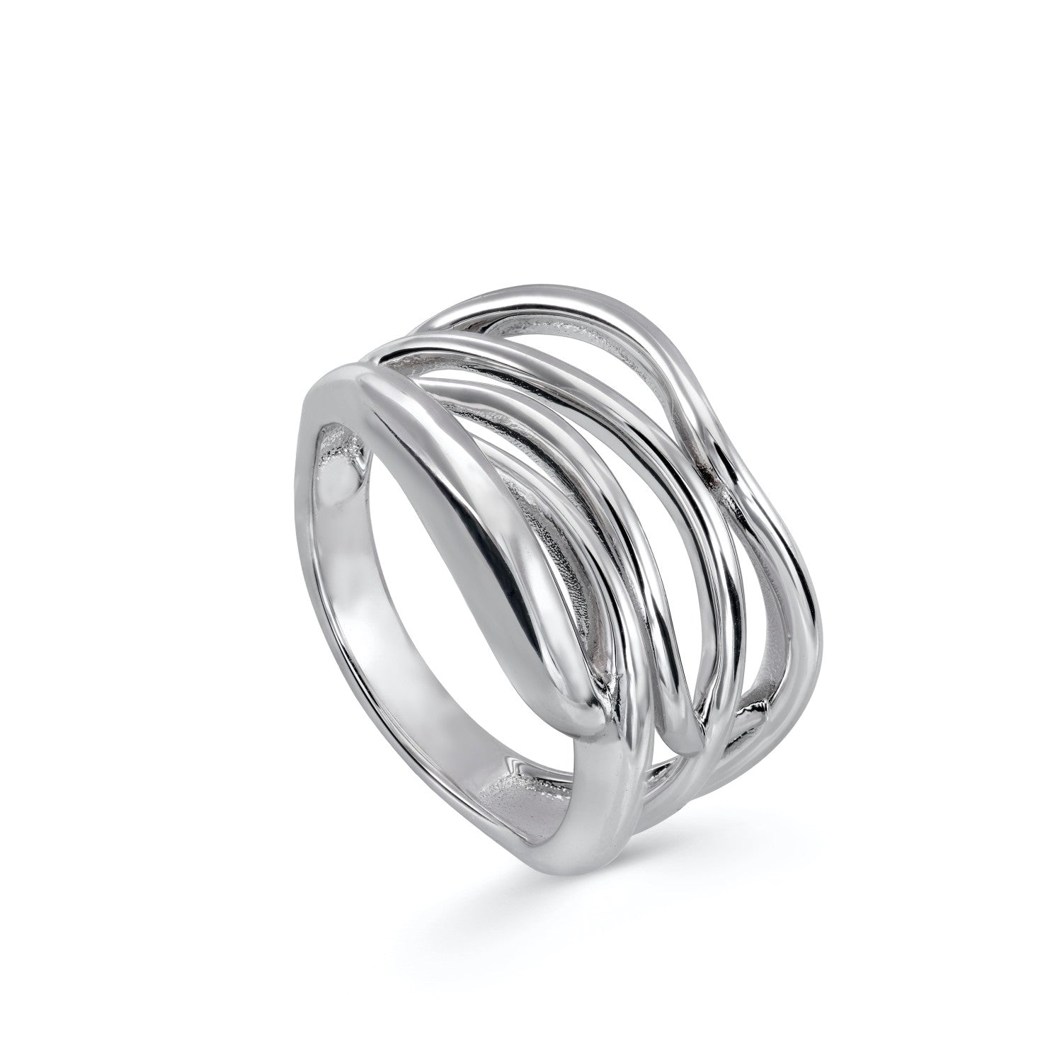 ANILLOS ANCHOS FROMADOS POR CARRILES IRREGULARES EN PLATA LISA