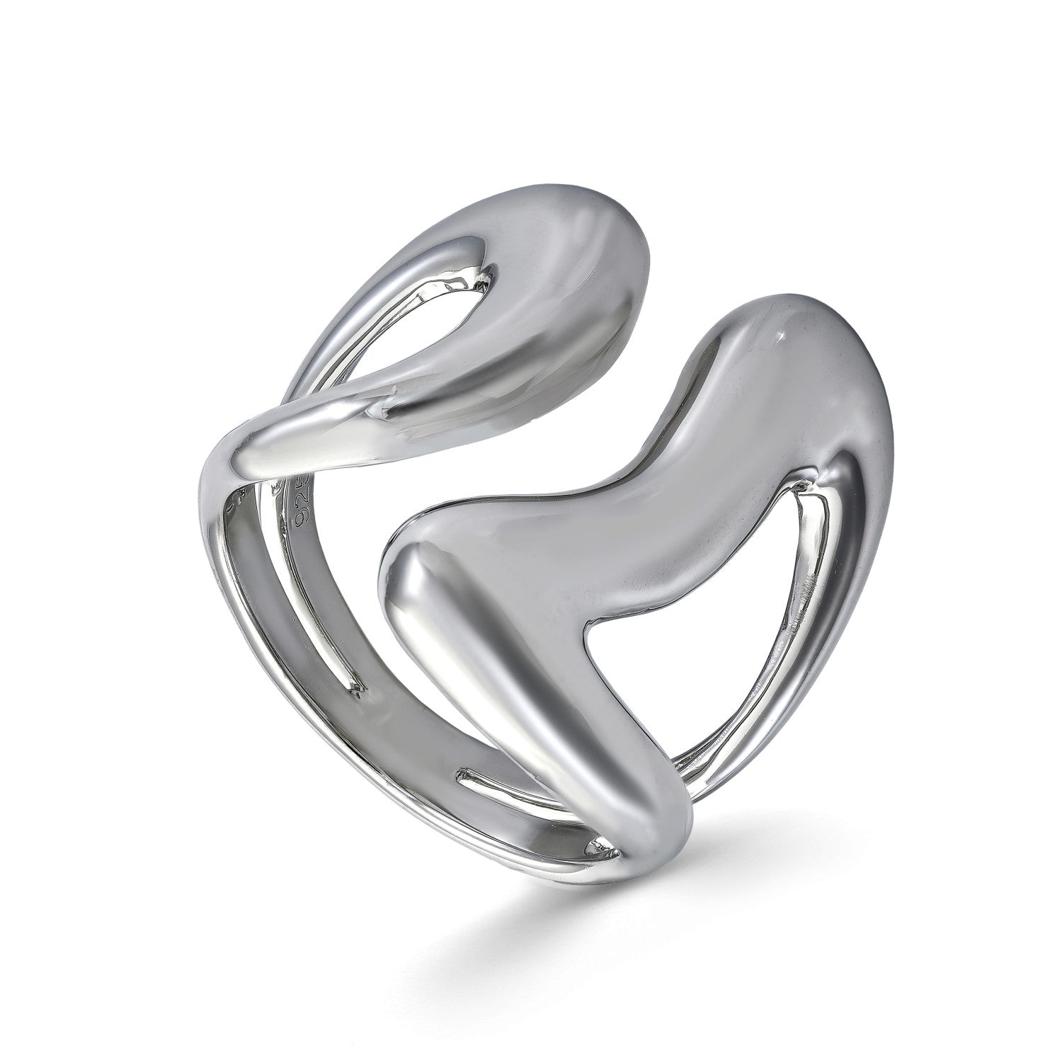 Anillos de diseño de plata contorno curvilíneo